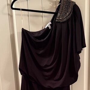 Speechless Black One-Shoulder Dress with Beaded Detail